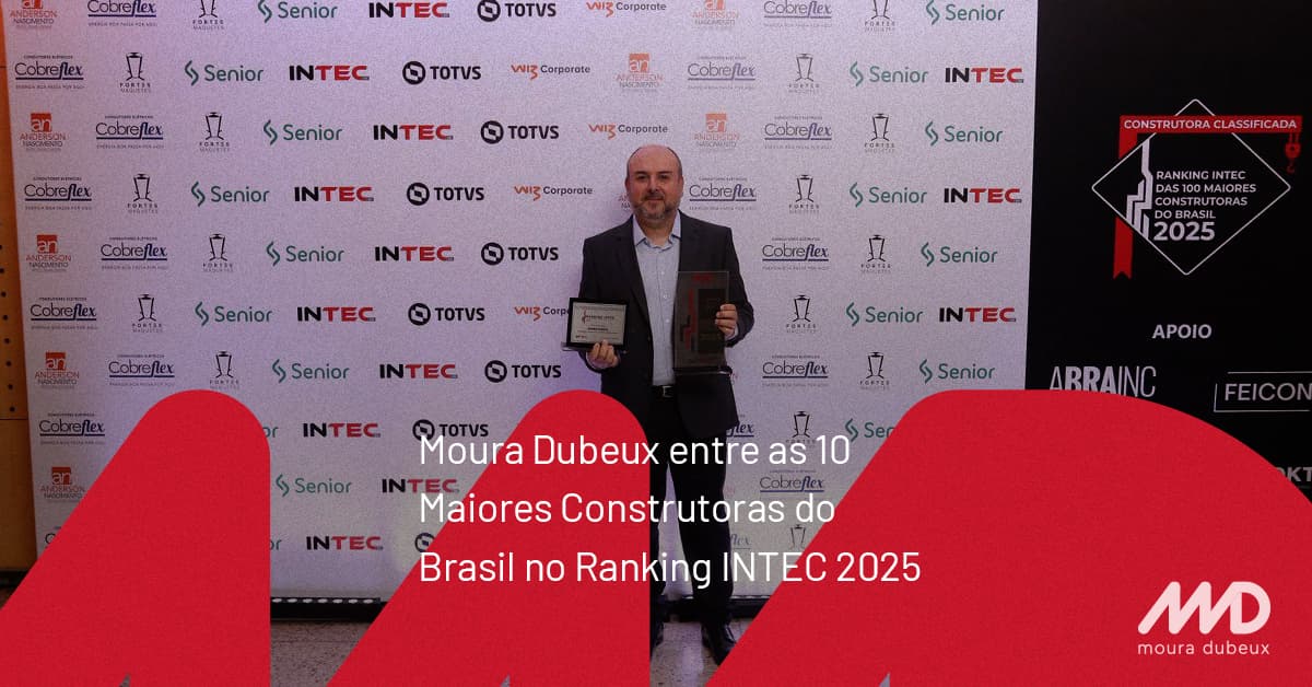 Moura Dubeux é premiada como uma das 10 maiores construtoras do Brasil no Ranking INTEC 2025