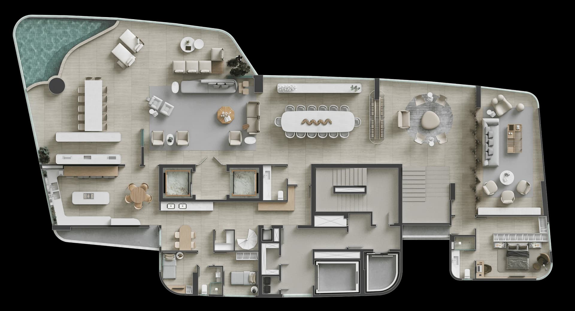 605m²